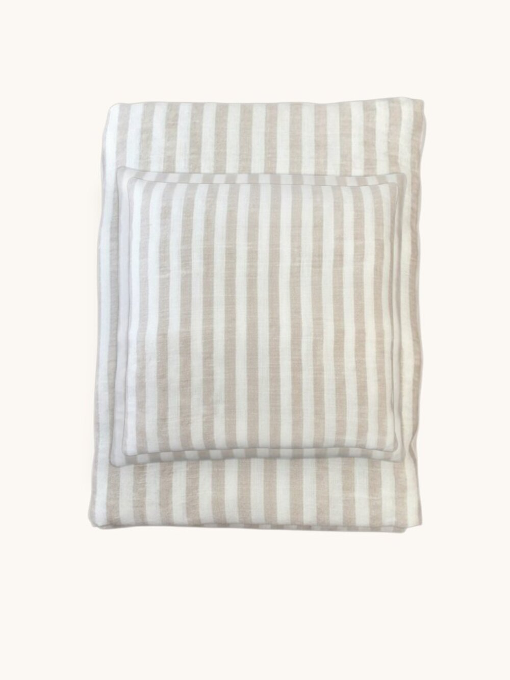West Elm European Flax Linen Classic Stripe Sheet Set, Queen, Sand